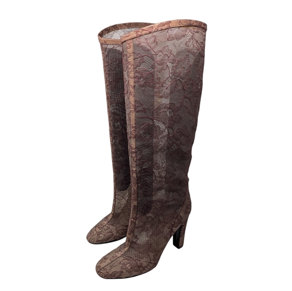 Valentino Garavani Runway Sheer Floral Lace Tall Heeled Statement Boot Size EU38 - Picture 2 of 14